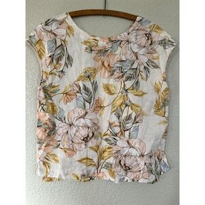 Nicole Miller Linen Floral Tank Women’s Size Small